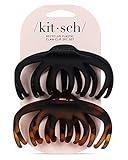 Kitsch Octopus Claw Clips for Women - Cute & Stylish Hair Clips for Everyday Use, Octopus Claw Clip for Thick Hair - Black & Tortoise, 2pcs