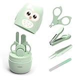 YIVEKO Baby Nail Kit, 4-in-1 Baby Nail Care Set with Cute Case, Baby Nail Clippers, Scissors, Nail File & Tweezers, Baby Manicure Kit and Pedicure kit for Newborn, Infant, Toddler, Kids-Owl Green
