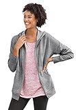 Woman Within Plus Size Zip Front Hoodie Jacket Long Oversized Fleece Jacket - 3X, Medium Heather Grey