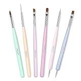 Beetles Gel Polish Nail Art Brushes, 6 Pcs Fingernail Art Design Pens, Wood Alloy Handle, Dotting Pen Clean Up Liner French Nail Brush Set, DIY Manicure Tools Gift for Women