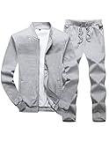 Lavnis Men's Casual Tracksuit Long Sleeve Running Jogging Athletic Sports Set Gray 2XL