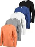 HXP 5 Pack Boys Long Sleeve Shirts Youth Dry Fit Shirts Boys' Activewear Athletic Performance T-Shirts Clothes 6-18 Years