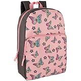Fun School Backpack for Elementary Middle School Girls and Boys | 17 Inch Printed Backpacks for School Kids, Travel (Big Bold Butterflies)