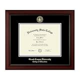 Framerly - Grand Canyon University College of Education 11" w x 8.5" h Diploma Frame - Fits a bachelor's and master's - Gold Embossed Diploma Frame - Cherry Moulding with Black and Purple Matting