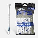 PrideSports PTS 3 1/4 Inch Wood Golf Tees, White, 75 Count