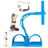 21 Fitness Resistance Bands-4 Tube Pedal Ankle Puller - 2025 New Sit up Leg Stretch Rope Exercise Bands with Handles, Stretching Workout Fitness Bands for Arm Weights Exercise Equipment (Blue)