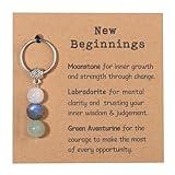GINAZL New Beginnings Gifts for Women, Natural Crystals Keychain Coworker Leaving Gift for Women Going Away Gift for Friends Farewell Gifts for Coworkers Divorce souvenir (NB)