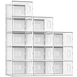 SEE SPRING X-Large Shoe Storage Box Fit Size 11, Clear Plastic Stackable Shoe Organizer for Closet, Space Saving Sneaker Shoe Rack Containers Bins Holders for Entryway, Under Bed, 12 Pack Clear