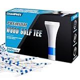 CHAMPKEY Premium Wood Golf Tees 200 Count - 3 Line Marking System Golf Wood Tees - Achieve Consistent and Long Distance Shot (3-1/4")