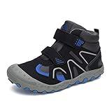 Mishansha Kids Water Resistant Hiking Boots, Boys Girls Anti Collision Anti-Skid Athletic Outdoor Ankle Adventure Trekking Shoes Black and Blue 4 big_kid
