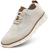 Mens Business Walking Shoes Fashion Casual Dress Oxfords Mesh Work Sneakers Comfortable Lightweight Beige