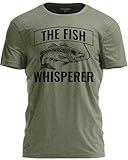 TeeUnion The Fish Whisperer Funny Fisherman T-Shirt - Fishing Pole Humor Graphic Tee Military Green