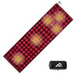Mantuole Heated Sleeping Bag pad, Heated Sleeping Bag Liner, 5 Heating Zones, Operated by Power Bank (Battery NOT Included) or Other USB Power Supply, Compact Bag Included. Black & Red Flannel.