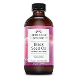 HERITAGE STORE Black Seed Oil, Organic, Cold Pressed Nigella Sativa Supplement with Thymoquinone, Omega 3 6 9, Antioxidant, Immunity, Cholesterol, Digestive, Heart & Join Health Support*, Vegan, 8oz