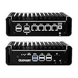 Glovary Firewall Mini PC Quad Core N100, DDR5 8GB RAM 128GB NVMe SSD, 4 x 2.5GbE i226V LAN Fanless Computer Hardware, Micro Router Appliance, AES-NI, OPNsense, 8USB Port, TF Card Slot