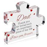 VELENTI Fathers Day Dad Birthday Gift - Engraved Acrylic Block Puzzle Gifts for Dad 3.35 x 2.76 inch - Cool Father's Day Presents from Daughter, Son, Mom - Heartwarming Men Birthday Gift, Ideas