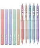 Mr. Pen- Aesthetic Highlighters and Gel Pens, 10 Pack, Pastel Colors No Bleed Bible Highlighters, Black Ink Gel Pens