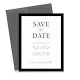 Custom Made Black and White Save the Date Wedding Invitations With Envelopes, Simple Save the Dates For Weddings, Elegant Save the Date Cards Personalized, Your choice of Quantity and Envelope Color