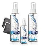 Purity Eyeglass Lens Cleaner Kit - 2 x 8oz and 1 x 2oz Lens Cleaner Spray Bottle + 2 Microfiber Cleaning Cloths - Safe for All Lenses (AR Coated Included), Eyeglasses and Screens - Clear