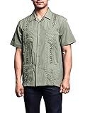 G-Style USA Men's Short Sleeve Cuban Guayabera Shirt 2000-1 - Light Olive - 5X-Large