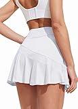 Ekouaer Tennis Skrt for Women Quick Dry Golf Athletic Skort with Pocket Pleated Running Workout Pickleball Summer Skirt,White Medium
