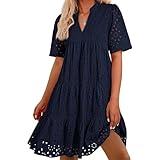 The Beauty North Eyelet Dress, Eyelet Dress for Women, Summer Dresses for Women 2025 (Large,Dark Blue)