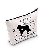 G2TUP Newfoundland Lover Gift Who Loves Newfoundlands Makeup Bag Newfoundland Dog Owner Gift Travel Bag (Loves Newfoundlands White Bag)