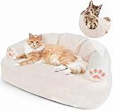 Cat Couch Bed for Pet, Cat Beds for Indoor Cats with Scartcher Armrest & Water Resistant Lining, Fluffy Pet Sofa for Small Puppys & Kittens Up to 25lbs, Washable Dog Couch Sofa with Non-Slip Bottom