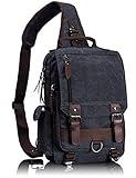 Leaper Retro Canvas Messenger Bag for Men Crossbody Bag Sling Bag Women Shoulder Bag Crossbody Handbags Mens Satchel Black, L