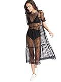 Floerns Women's Sheer Mesh Dress Beach Swimwear See Through Cover Ups A Black XS