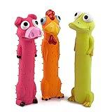 CHIWAVA 3 Pack 9" Squeaky Latex Dog Toys Standing Stick Animal Puppy Fetch Interactive Play for Small Medium Dogs
