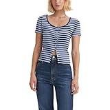 Levi's Women's Britt Snap Front Top (Also Available in Plus), (New) Fruity Stripe Naval Academy