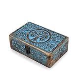 BHAVATU |Wooden Jewelry Box, Tarot Box, Celestial Home Decor, Witch Box, Tree of Life, Trinket Box |Size- 8" x 5" x 2.5",| Decorative Storage Bin