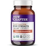 New Chapter Calcium Supplement - Bone Strength Organic Calcium with Magnesium, Vitamin D3+K2, 70+ Trace Minerals for Bone Health, Gluten Free, Easy to Swallow Slim Tablets - 180 Count
