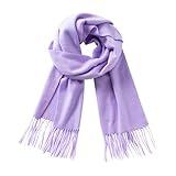 CALVIN & OLIVIA Ultra-Soft Winter Cashmere Feel Scarf Solid Color Warm Long Unisex Winter Scarves Perfect Holiday Gift for Women Men Baby Purple Lavender