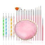 FULINJOY 21Pcs Nail Art Brushes Set, 1 Resin Nail Art Palette, 5 Nail Art Dotting Pens, 15 Nail Art Brushes, Nail Polish Mixing Palette Double-Ended Dotting Pen Nail Liner Brush Nail Drawing Brushes