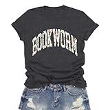LuxLass Book Shirts for Women Bookworm T-Shirt Reading Enthusiast Tee Teacher Tops Grey