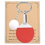 FUSTMW Table Tennis Gifts Keychain Ping Pong Lovers Gifts Ping Pong Player Team Gift Ping Pong Paddle Keychain Sports Keyring (Silver)