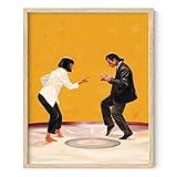 HAUS AND HUES Movie Scene Poster - Retro Quentin Tarantino Movie Wall Art for Room Aesthetic 90s, Vintage Art Print, Aesthetic College Dorm Room Decor Dancing Tarantino Wall Art (Unframed 16x20)