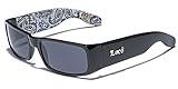 Locs Original Gangsta Shades Men's Hardcore Dark Lens Sunglasses with Bandana Print - Black & White