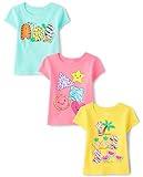The Children's Place Baby Girls' and Toddler School Days Short Sleeve Graphic T-Shirts,Multipacks, ABC/Shapes/123 3-Pack, 12-18 Months