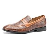 JITAI Men's Loafers Faux Leather Dress Shoes for Wedding, Party Commercial Events Elegant Exquisite Tongue Decor Comfortable, Fashionable Luxurious Brown Shoes for Men, 13 US