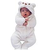 VERNILLA Newborn Baby Bear Fleece Romper One-Piece Footies Jumpsuit Pajama Infant Outfit for Baby Boys Girls(3-6 Months)