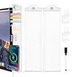 Office Desk Accessories, Acrylic Monitor Memo Boards for Computers, 2PCS (Left & Right) Multifunction Sticky Note Holder for Computer Screen, Home Office Accessories Desktop Message Office Decor