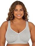 Fruit of the Loom Women's Plus Size Wireless Cotton Bra, Heather Grey, 44DDD