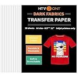 HTVRONT Heat Transfer Paper for T Shirts 20 Sheets, 8.5" X 11" Printable Heat Transfer Vinyl, Vivid Color & Durable Iron on Transfer Paper for Dark Fabric