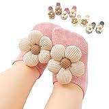 KEAINVRN 4Packs Baby Girls Socks,Flower Non-Slip Grips for Babies Toddler Princess Low Cut Socks Baby Christmas Gifts (US, Age, 0 Months, 6 Months, multicolor)