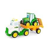JOHN DEERE Tomy Lights & Sounds Farmin' Friends Hauling Set - Includes Toy Truck and Backhoe Tractor Toy for Indoor and Outdoor Play - Preschool Toys Ages 18 Months and Up