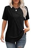 XIEERDUO Short Sleeve Tops for Women Crewneck Tunics for Leggings Loose Plain T Shirts Beach Vacation Cothes Black XXL