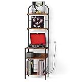 Record Player Stand with Power Outlet, Turntable Stand with 2-Tier Vinyl Record Storage, Record Player Table Up to 200 Albums, End Table for Vinyl Record Holder for Living Room